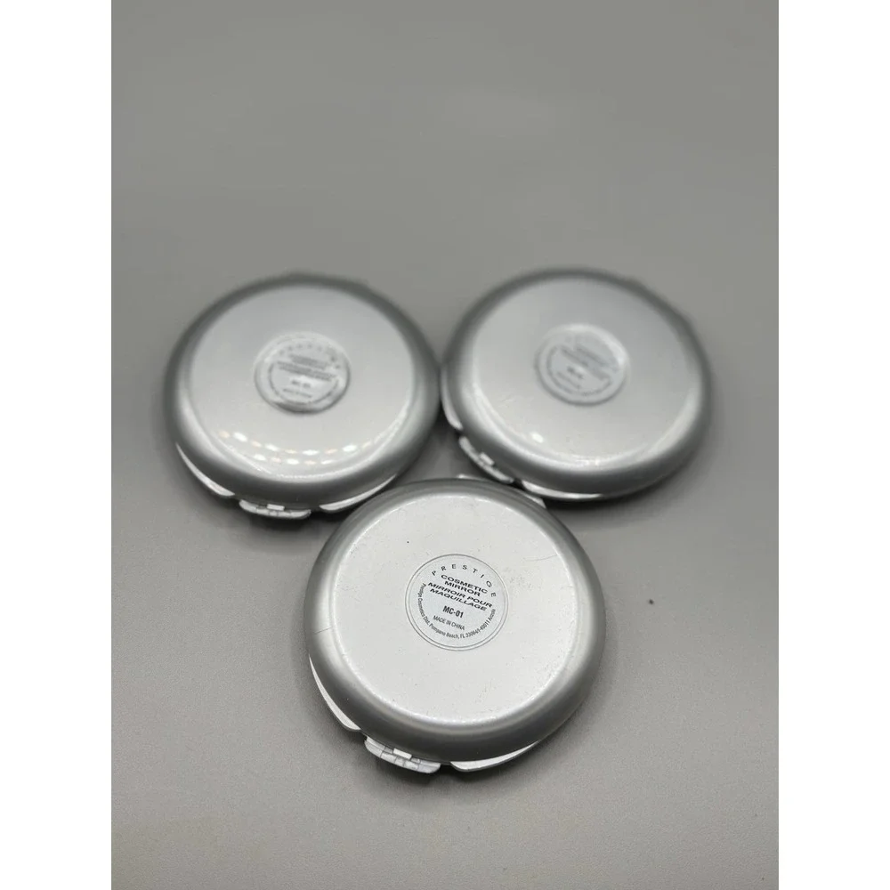 Vintage‎ Prestige Cosmetic Compact Mirror Silver Round Lot Of 3